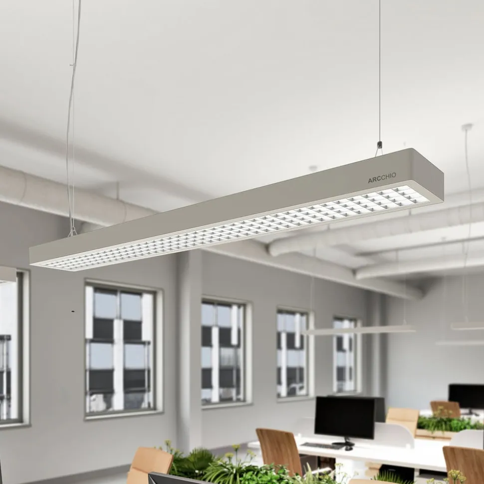 Arcchio Susi LED kantoor hanglamp, zilver, 120 cm, 4000K, DALI