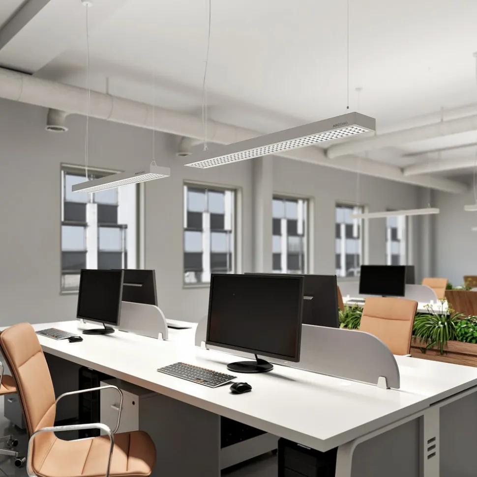 Arcchio Susi LED kantoor hanglamp, zilver, 120 cm, 4000K, DALI