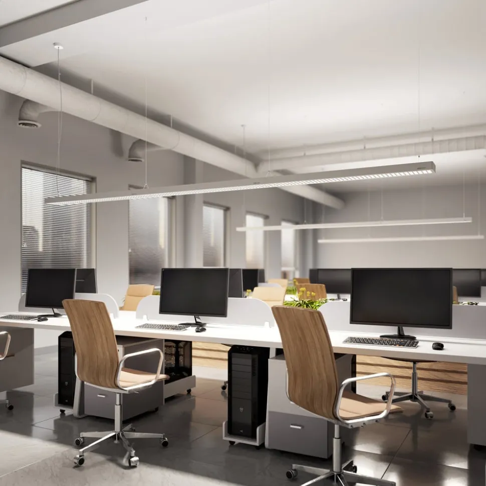 Arcchio Susi LED kantoor hanglamp, zilver, 120 cm, 4000K, DALI