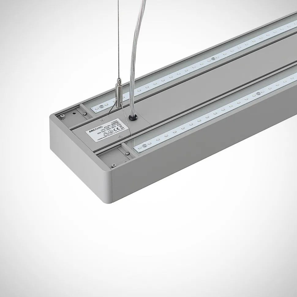 Arcchio Susi LED kantoor hanglamp, zilver, 120 cm, 4000K, DALI