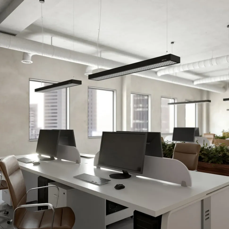 Arcchio Susi LED kantoor hanglamp, zwart, 120cm, 4000K, DALI