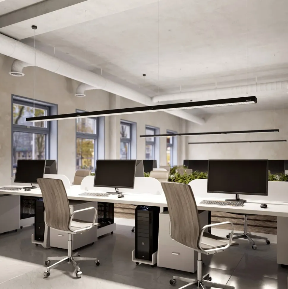 Arcchio Susi LED kantoor hanglamp, zwart, 120cm, 4000K, DALI