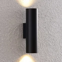 Arcchio wandlamp Brinja, zwart, metaal, up/down, GU10