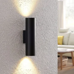 Arcchio wandlamp Brinja, zwart, metaal, up/down, GU10