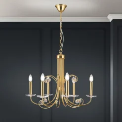 Ariane kroonluchter, goudkleurig, Ø 67,5 cm, kristal, 6-lamps.
