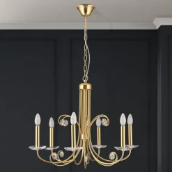 Ariane kroonluchter, goudkleurig, Ø 67,5 cm, kristal, 6-lamps.