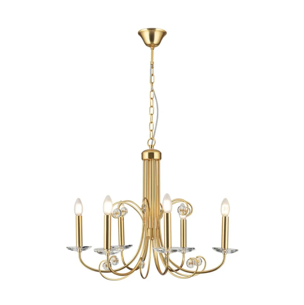 Ariane kroonluchter, goudkleurig, Ø 67,5 cm, kristal, 6-lamps.