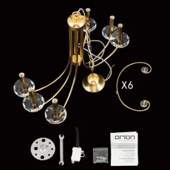 Ariane kroonluchter, goudkleurig, Ø 67,5 cm, kristal, 6-lamps.