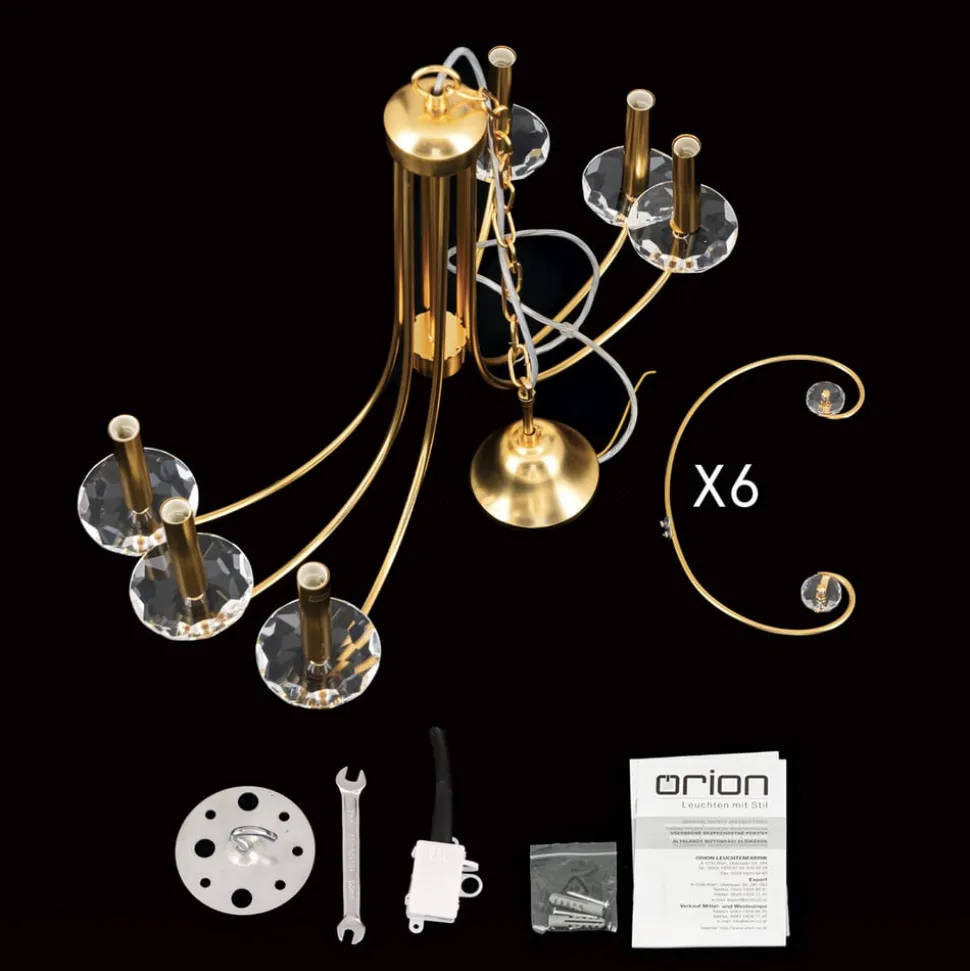 Ariane kroonluchter, goudkleurig, Ø 67,5 cm, kristal, 6-lamps.