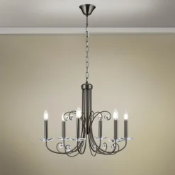 Ariane kroonluchter, nikkel, Ø 67,5 cm, kristal, 6-lamps.