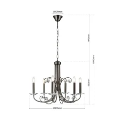 Ariane kroonluchter, nikkel, Ø 67,5 cm, kristal, 6-lamps.