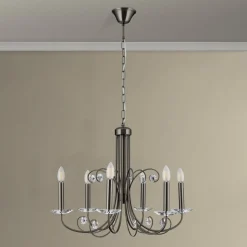 Ariane kroonluchter, nikkel, Ø 67,5 cm, kristal, 6-lamps.