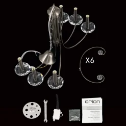 Ariane kroonluchter, nikkel, Ø 67,5 cm, kristal, 6-lamps.