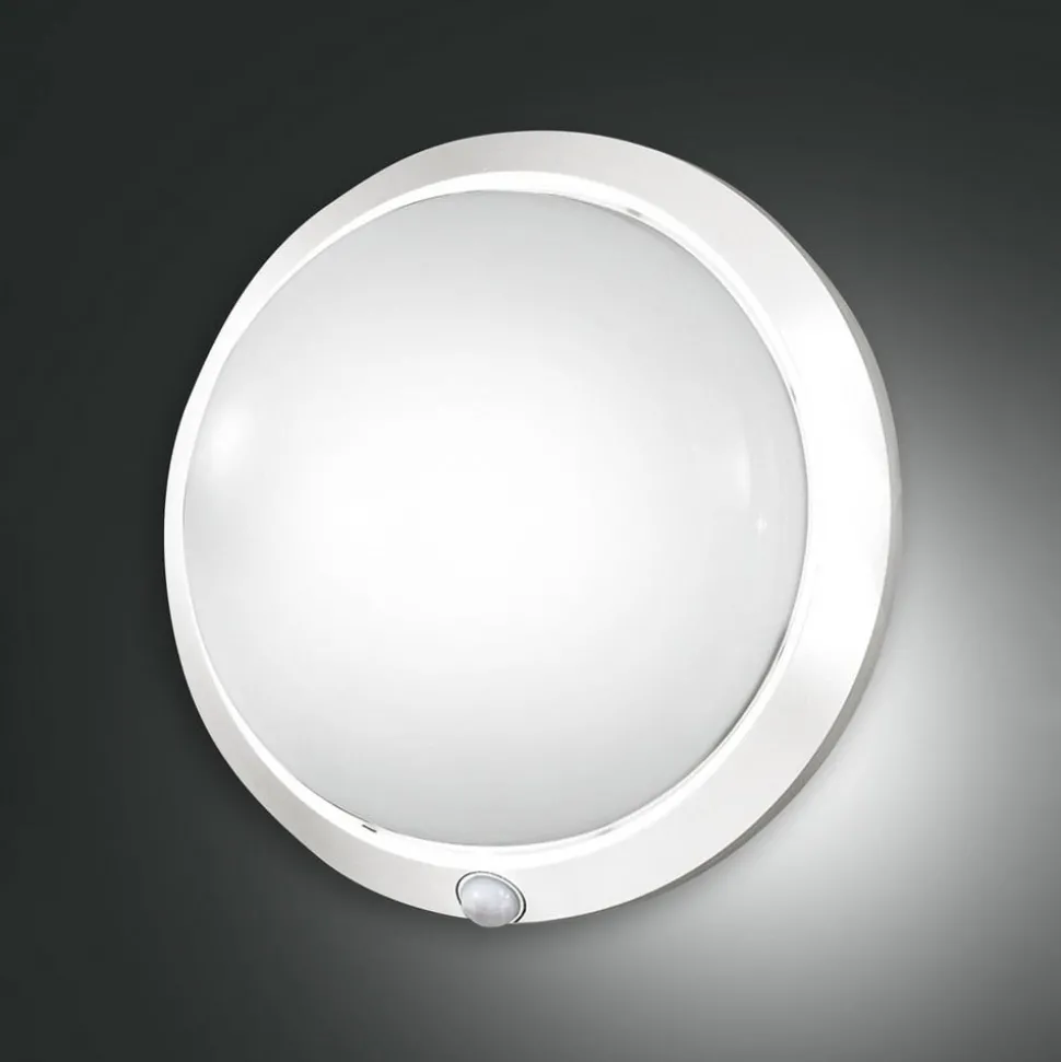 Armilla buitenwandlamp, wit, bewegingsmelder, Ø 30 cm