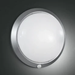 Armilla buitenwandlamp, zilver, bewegingsmelder, Ø 30 cm