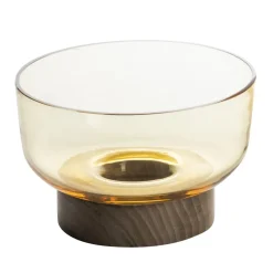 Artemide Bontà kom, geel, Ø 18 cm, glas, hout