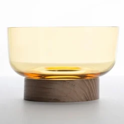 Artemide Bontà kom, geel, Ø 18 cm, glas, hout
