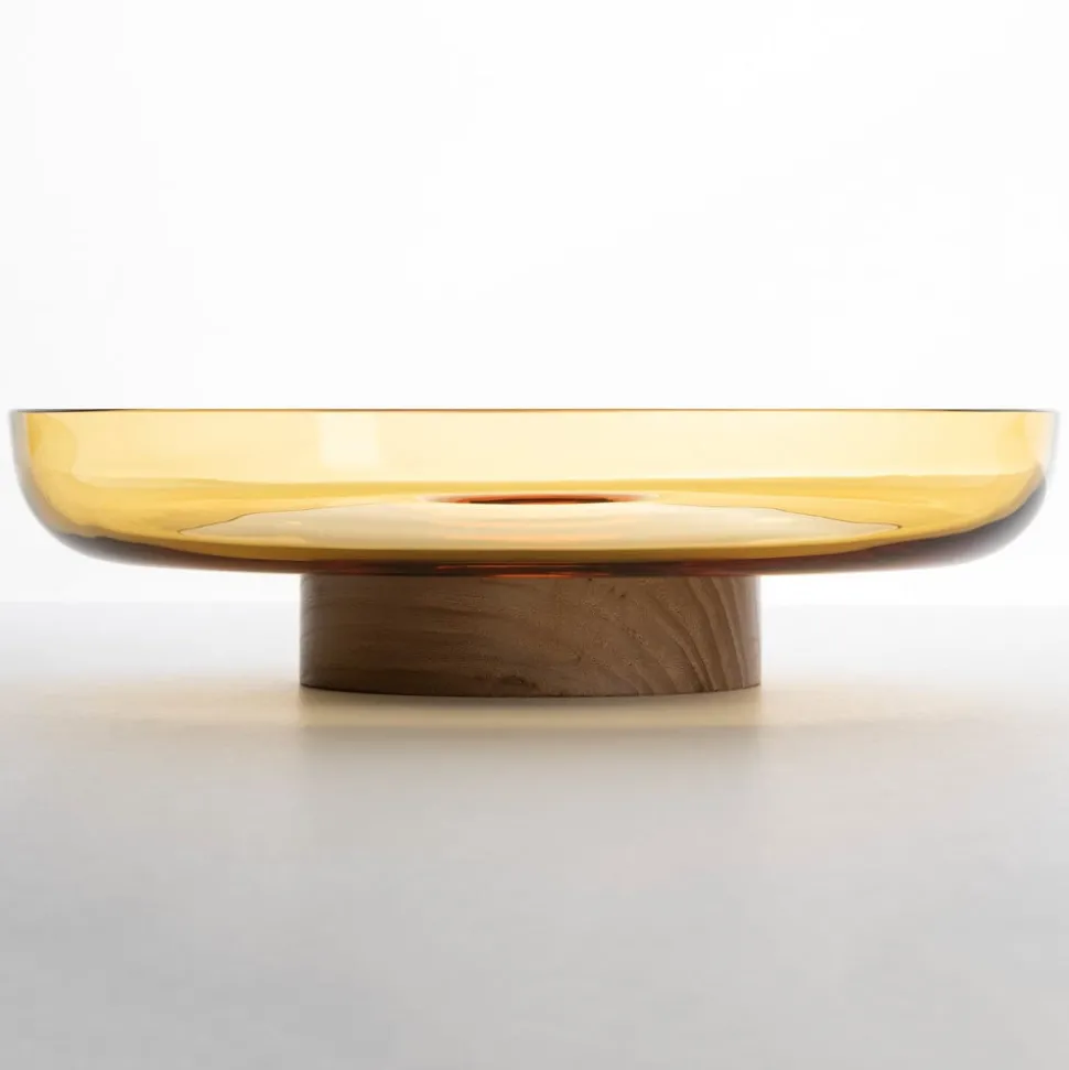 Artemide Bontà kom, geel, Ø 26 cm, glas, hout
