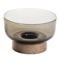 Artemide Bontà kom, grijs, Ø 18 cm, glas, hout