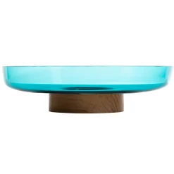 Artemide Bontà kom, turkoois, Ø 26 cm, glas, hout