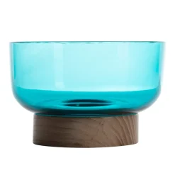 Artemide Bontà kom, turkoois, Ø 18 cm, glas, hout