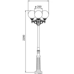 Artistieke meerarmige lantaarnpaal GOL 163-3