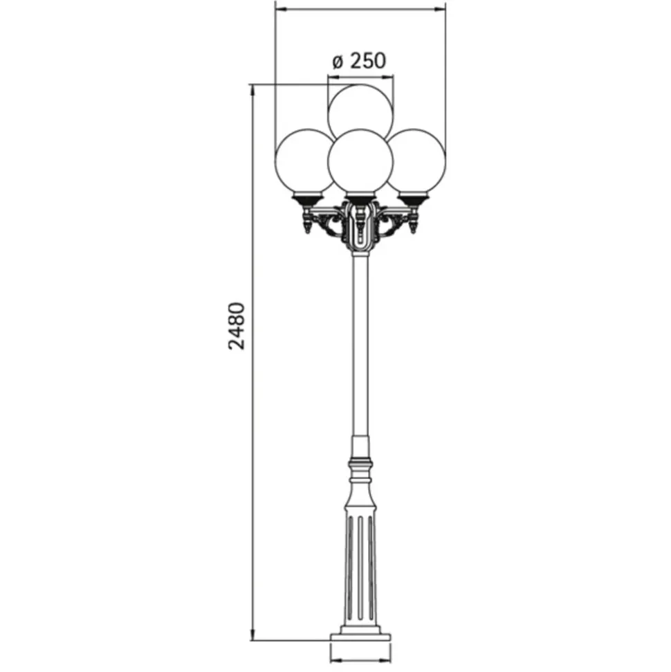 Artistieke meerarmige lantaarnpaal GOL 165-4