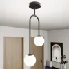 Atria plafondlamp, opaal/zwart, hoogte 76 cm, metaal, 2-lamps.
