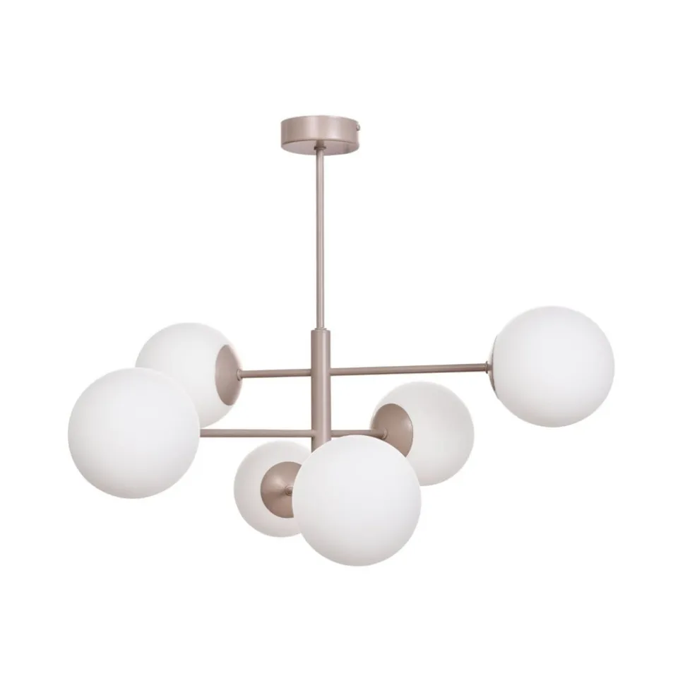 Aurora hanglamp, beige, Ø 60 cm, 6-lamps, glas, E14