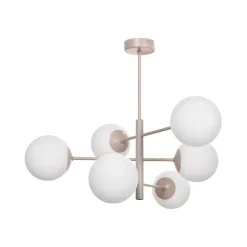 Aurora hanglamp, beige, Ø 60 cm, 6-lamps, glas, E14