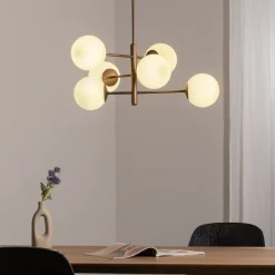 Aurora hanglamp, bruin, Ø 60 cm, 6-lamps, glas, E14