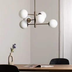 Aurora hanglamp, bruin, Ø 60 cm, 6-lamps, glas, E14