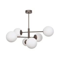 Aurora hanglamp, bruin, Ø 60 cm, 6-lamps, glas, E14