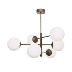 Aurora hanglamp, bruin, Ø 60 cm, 6-lamps, glas, E14