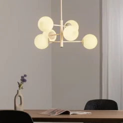 Aurora hanglamp, wit, Ø 60 cm, 6-lamps, glas, E14