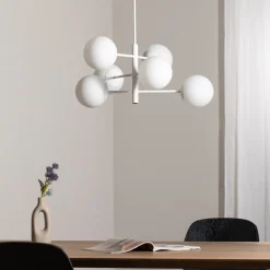 Aurora hanglamp, wit, Ø 60 cm, 6-lamps, glas, E14