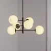 Aurora hanglamp, zwart, Ø 60 cm, 6-lamps, glas, E14