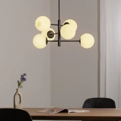 Aurora hanglamp, zwart, Ø 60 cm, 6-lamps, glas, E14