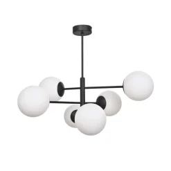 Aurora hanglamp, zwart, Ø 60 cm, 6-lamps, glas, E14