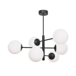 Aurora hanglamp, zwart, Ø 60 cm, 6-lamps, glas, E14