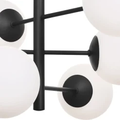 Aurora hanglamp, zwart, Ø 60 cm, 6-lamps, glas, E14
