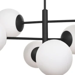 Aurora hanglamp, zwart, Ø 60 cm, 6-lamps, glas, E14