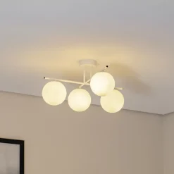 Aurora plafondlamp, wit, Ø 50 cm, 4-lamps, glas, E14