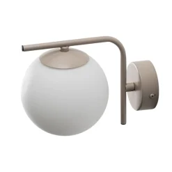 Aurora wandlamp, beige, glas, 17 cm hoog, globe, E14