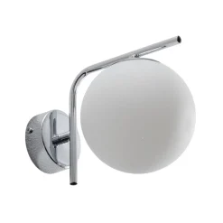 Aurora wandlamp, chroomkleurig, glas, 17 cm, globe, E14