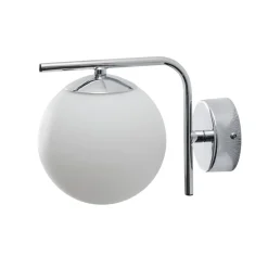 Aurora wandlamp, chroomkleurig, glas, 17 cm, globe, E14