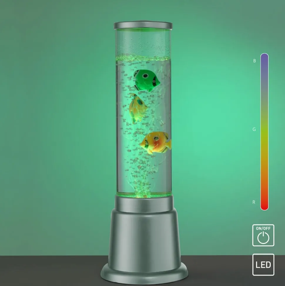 Ava waterzuil met LED's en vissen, hoogte 36cm