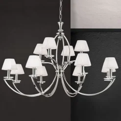 Avala - prachtige kroonluchter in nikkel en wit