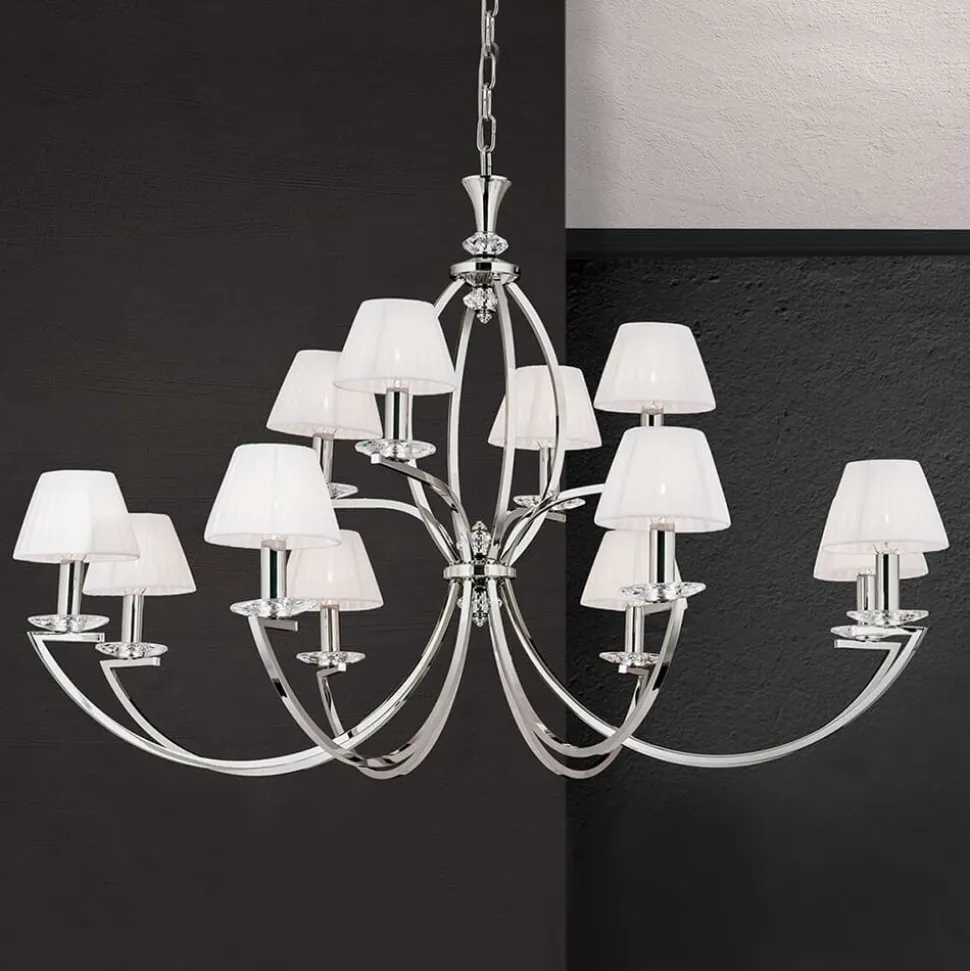 Avala - prachtige kroonluchter in nikkel en wit