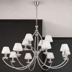 Avala - prachtige kroonluchter in nikkel en wit